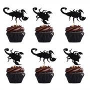 12pcs Scorpion CupCake Topper, Black Glitter Scorpio Zodiac Themed Birthday Party Decorations,12 Constellation Zodiac Birthday Party Cake Decoration Supplies