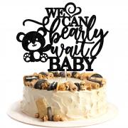 Glitter We Can Bearly Wait Baby Cake Topper, Oh Baby Baby Bear Theme Baby Shower/Gender Reveal Party Decorations, Girl Boy Baby Shower Birthday Party Decorations